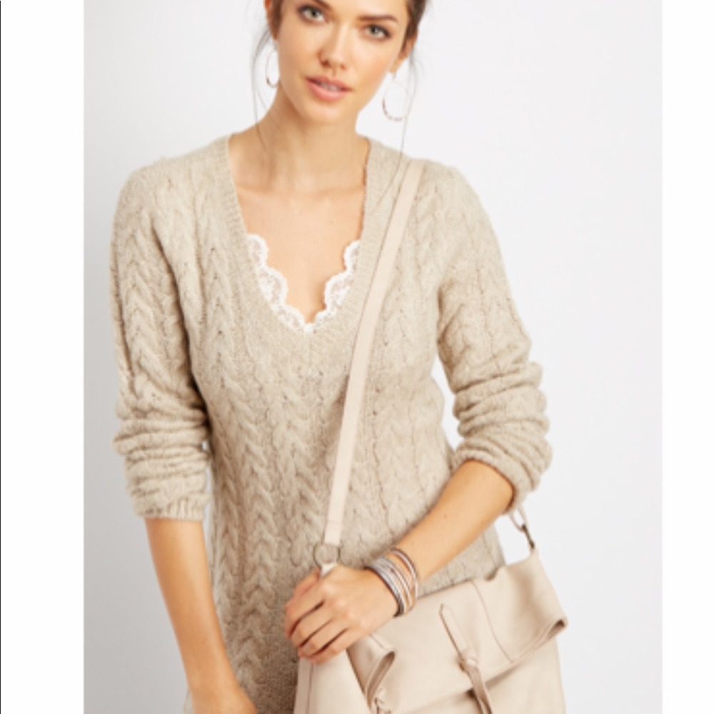 Long sleeve cable sweater. Maurice’s brand.